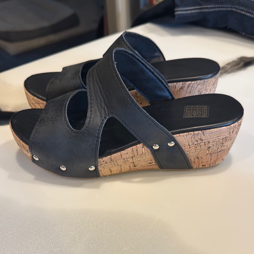 Black Wedge Sandals